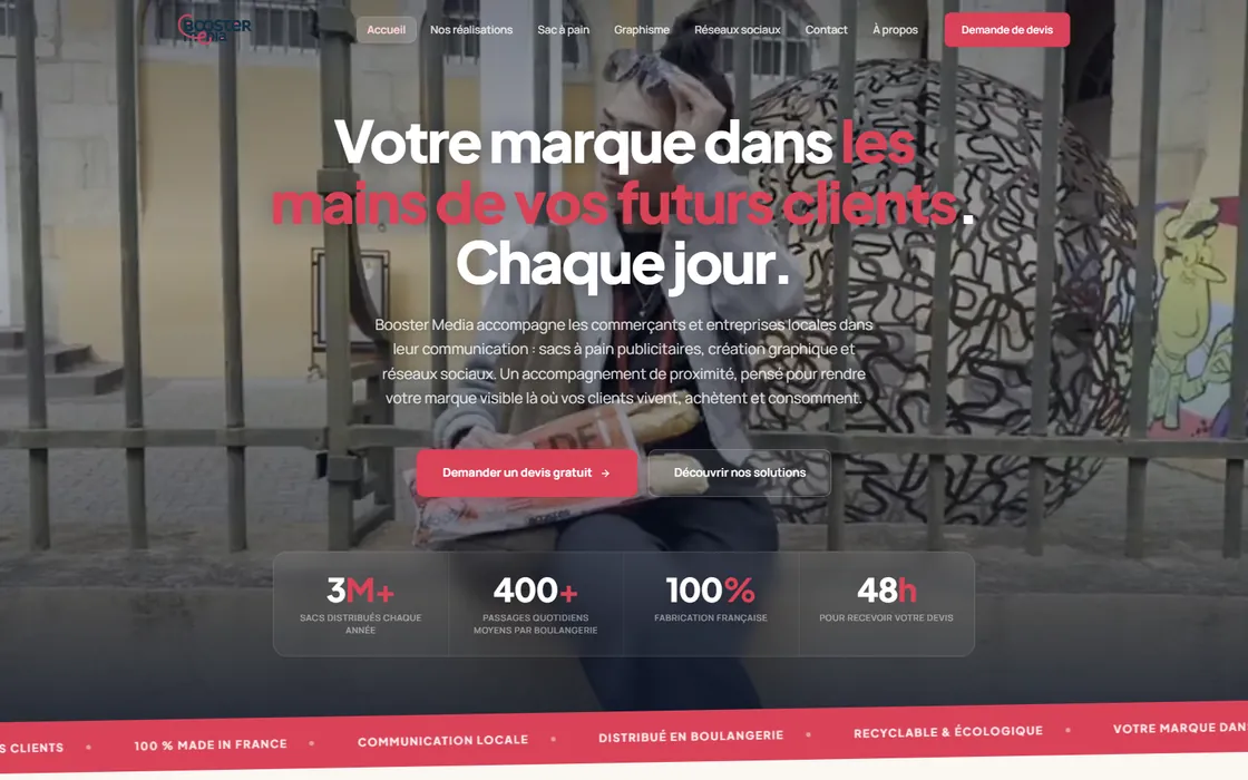 Site internet créé pour Booster Media
