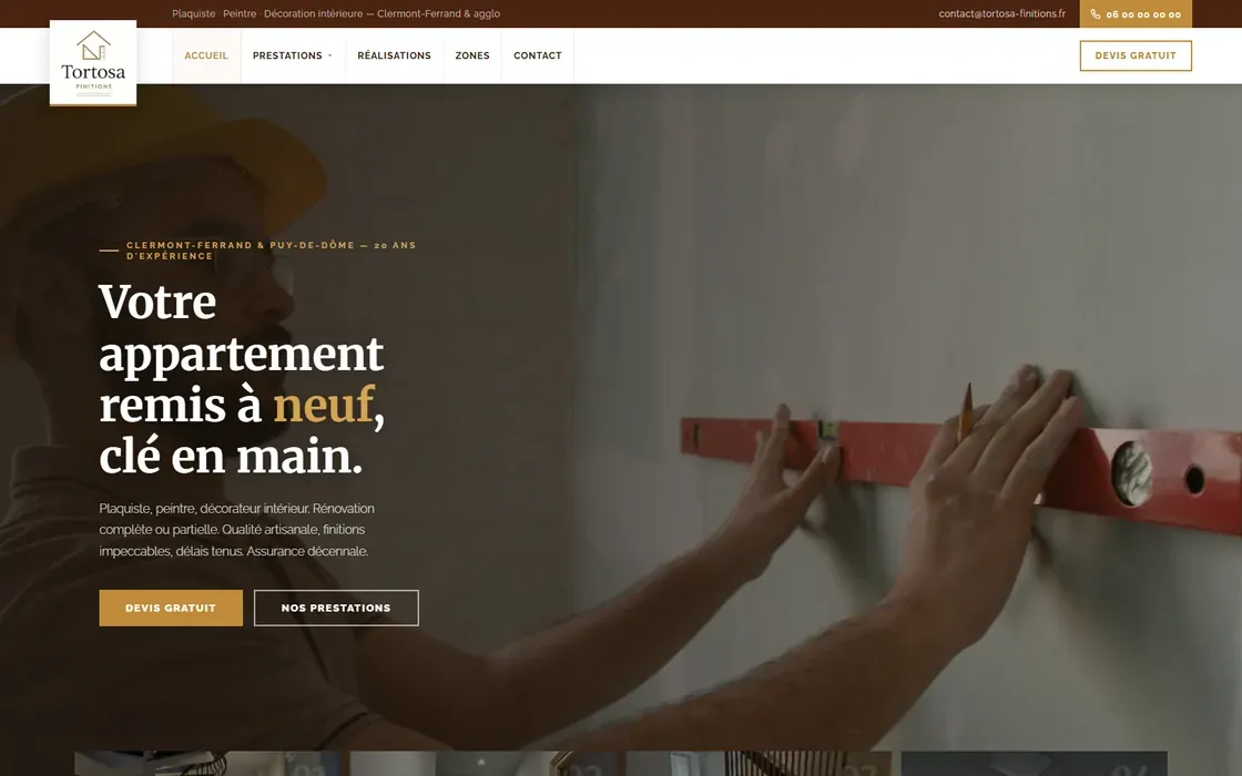 Site internet créé pour Tortosa Finitions